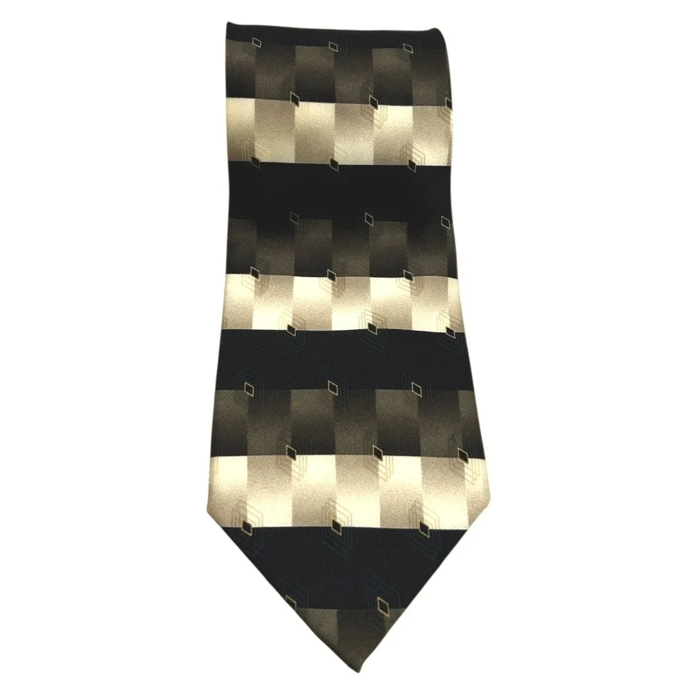 Bergamo New York X-Long Silk Geometric Square Diamond Pattern Necktie 65